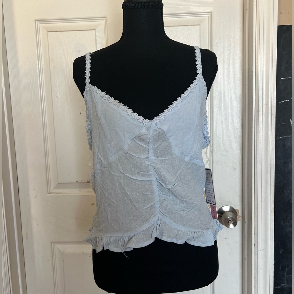Light Blue Lace-Trim Cami Tank Top - Women